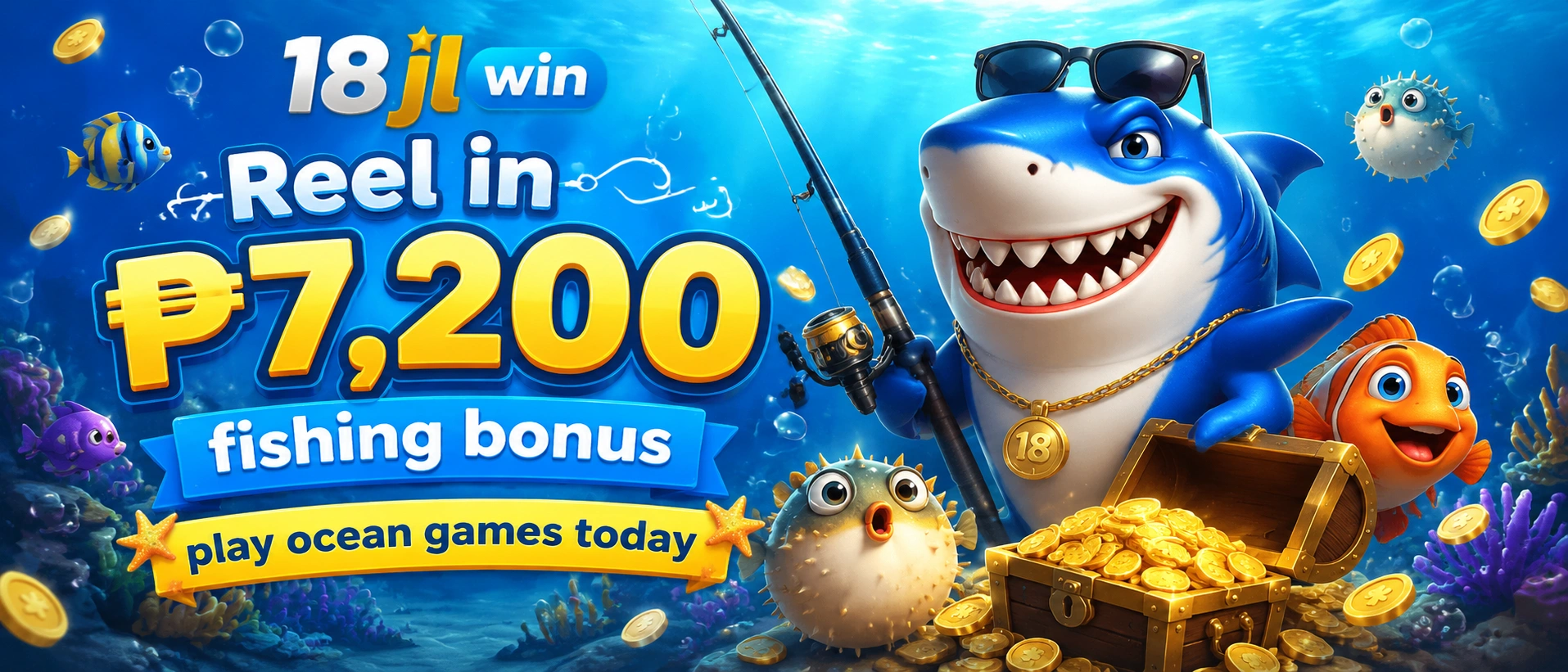 Fishing room visual with underwater action
